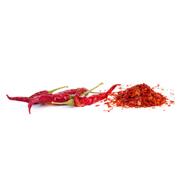 Eva Spices red chilli flakes sprinkled on roasted vegetables or popcorn, adding a spicy twist.