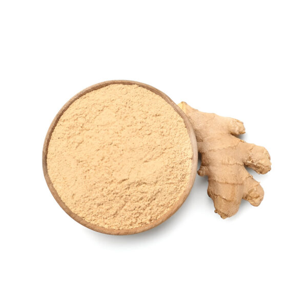 Close-up of finely ground ginger powder with a smooth texture.