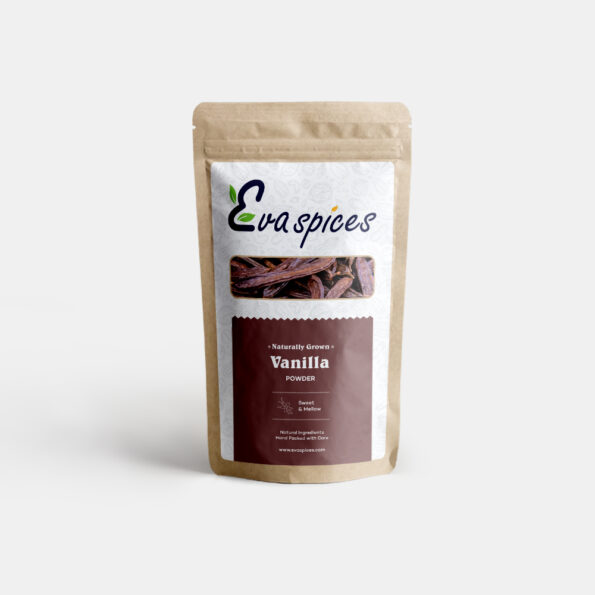 Eva Spices Vanilla Powder, pure and finely ground for rich flavor.